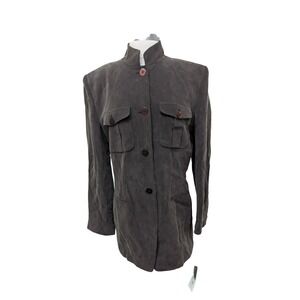 CHAUS Women's 100% Silk Jacket With Shoulder Pads Size 8 NWT